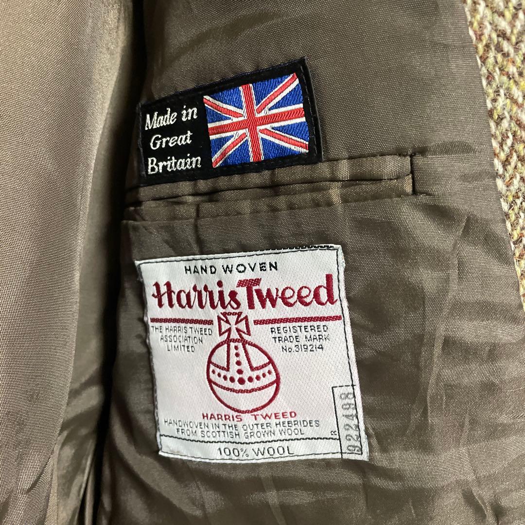 英国製【ハリスツイード】ヘリンボーンウール ハンティングジャケット トラッド古着