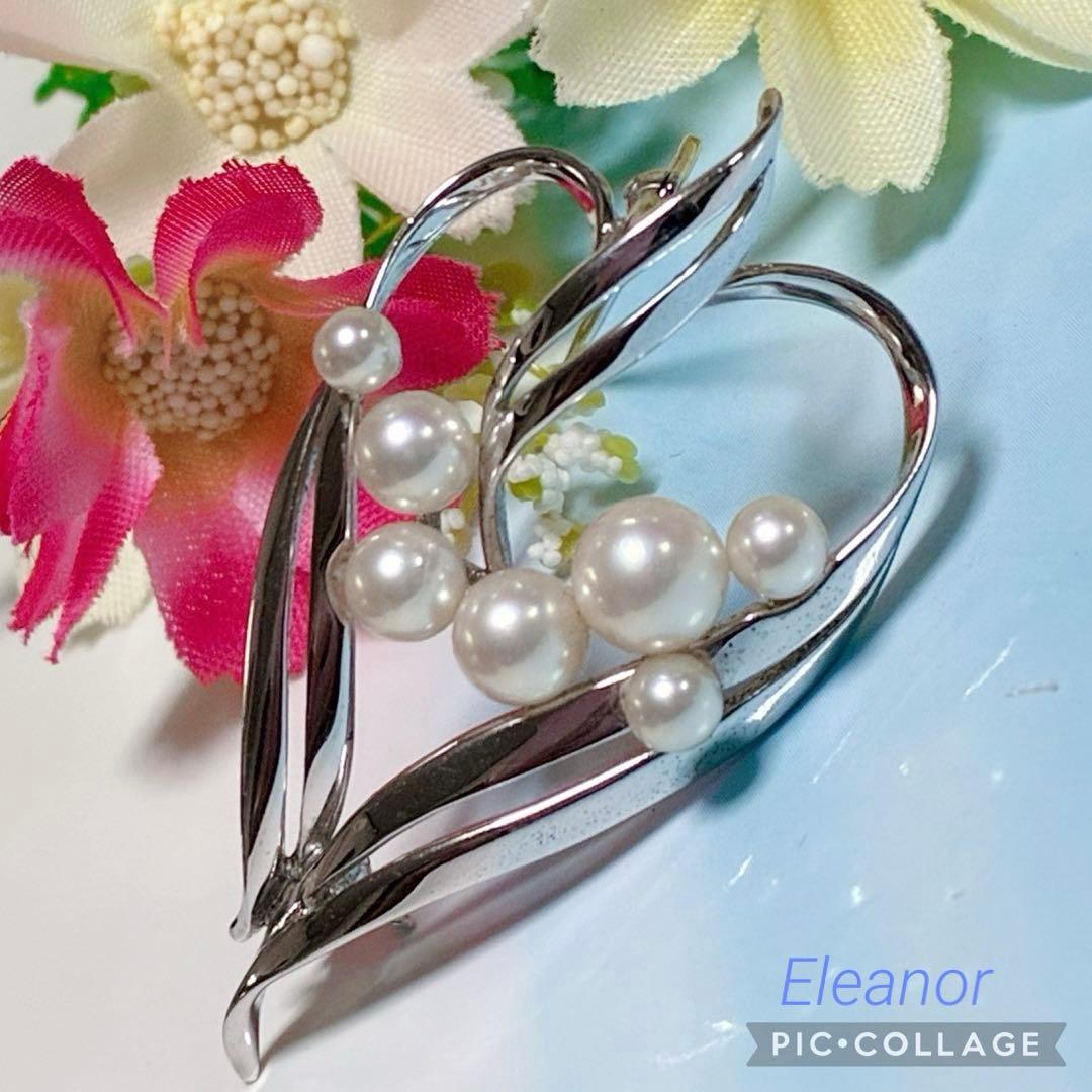 ミキモトブローチ✨エレガントなリーフモチーフ