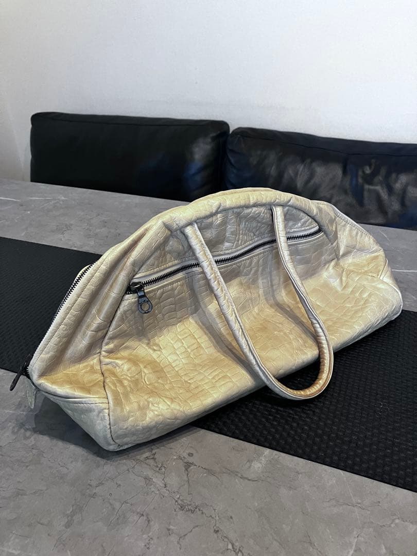 jas mbジャスエムビー 希少クロコ型押レザーボストンバッグ