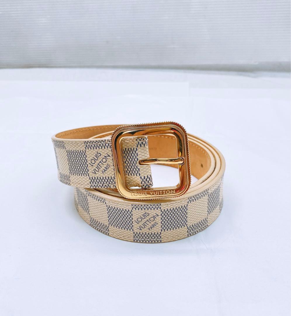 ヴィトン ベルト ダミエ アズール 95/38 白 M9730 サンチュール ①