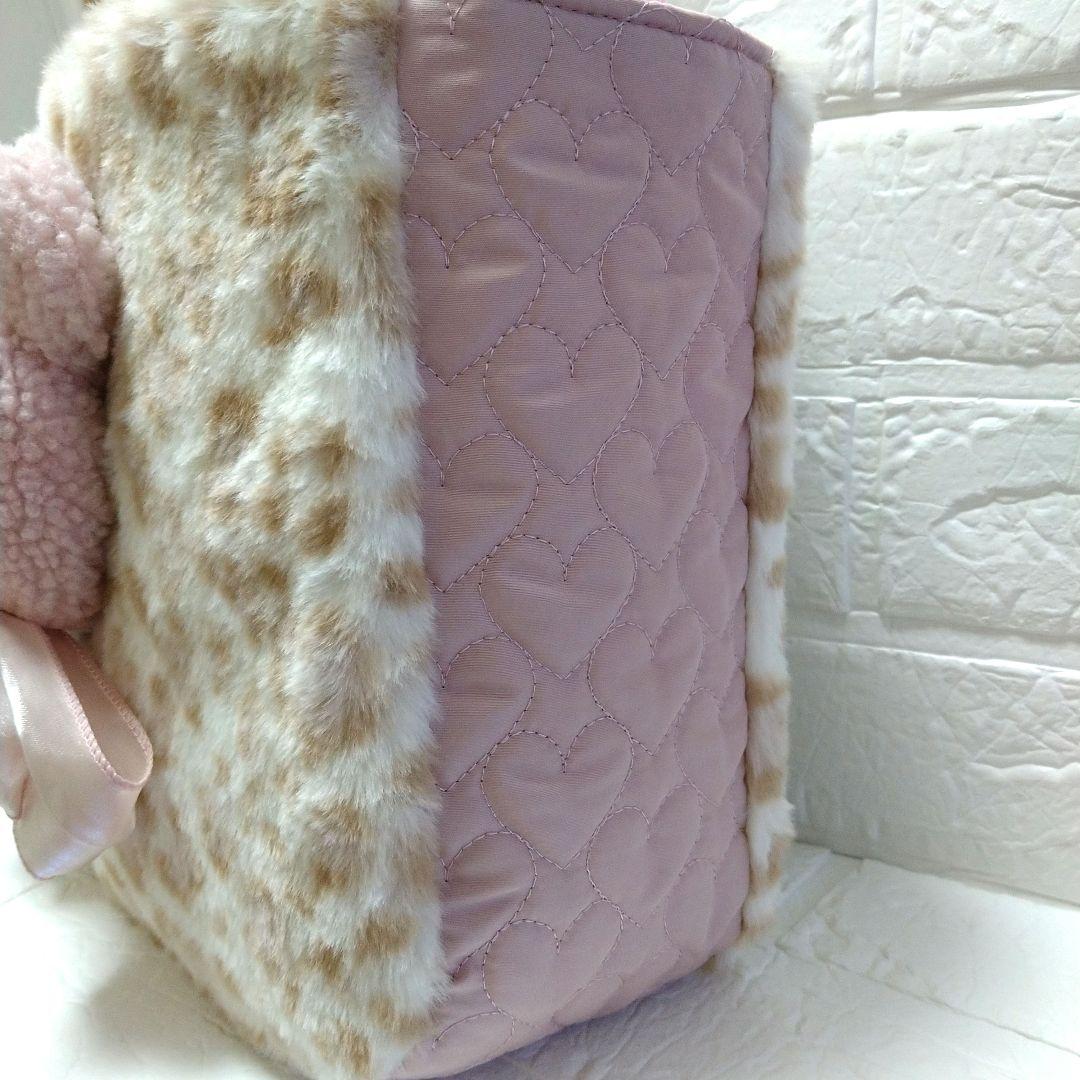 ☆*☆様 コヤンイサムチョン☆横長トートバッグ　ユキヒョウファー＆ハートキルト