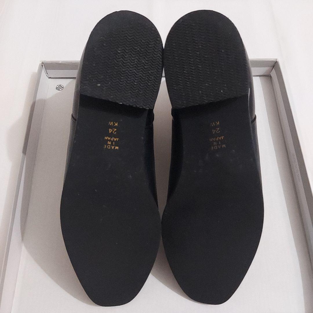 ダイアナ サイドジップ ショートブーツ 24cm　黒レザー　ゴールドライン　本革