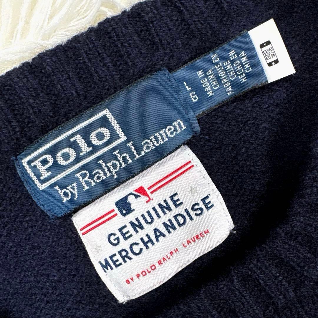 ✨MLBヤンキース✨ラルフローレン　ポロベア　ニット　セーター　ウール　紺　XL