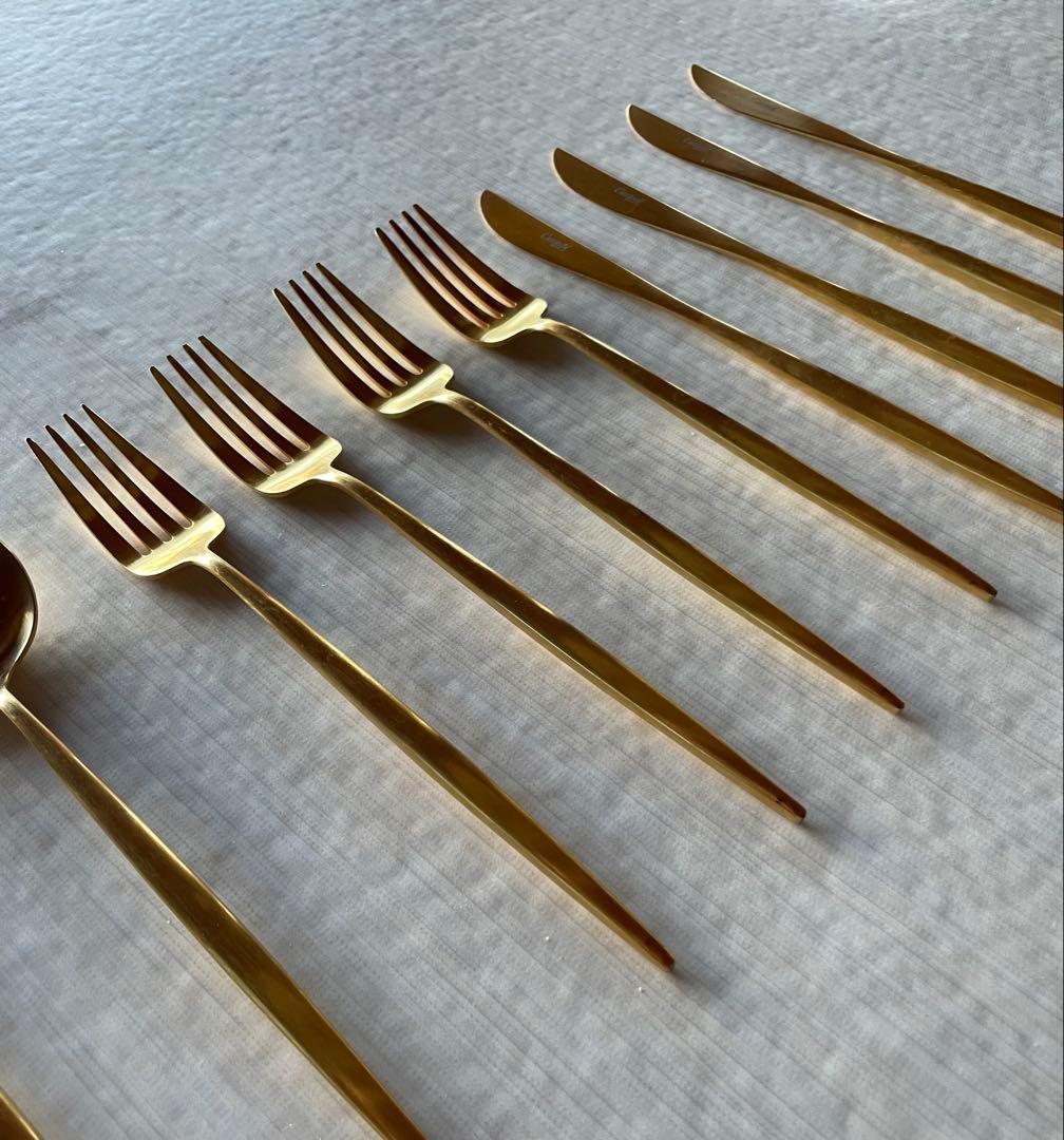 クチポール　ムーンマットゴールド　ディナースプーン・フォーク・ナイフ×4セット