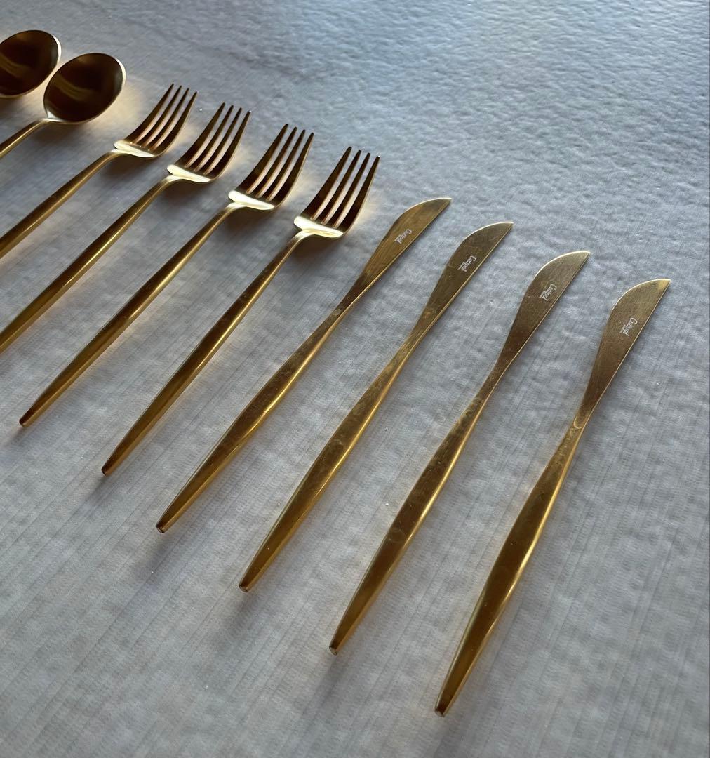 クチポール　ムーンマットゴールド　ディナースプーン・フォーク・ナイフ×4セット
