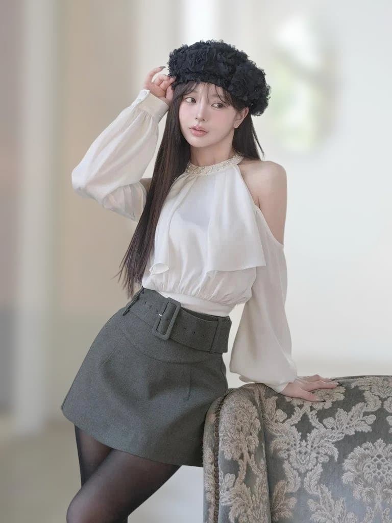 新品 Darich ダーリッチ　パールネックアメスリブラウス