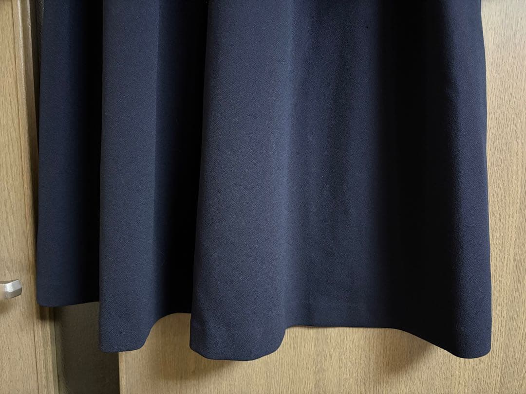 美品☆ローズティアラ胸元リボン風チュニックワンピース紺大きいサイズ46