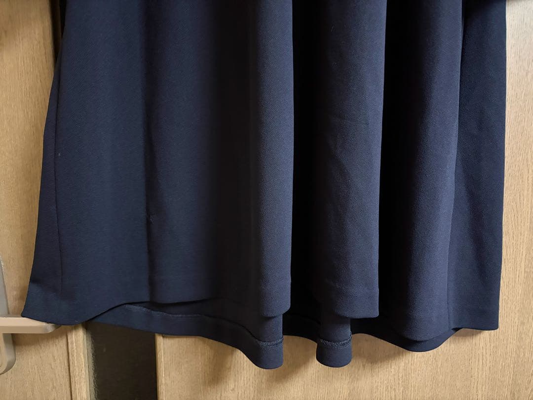 美品☆ローズティアラ胸元リボン風チュニックワンピース紺大きいサイズ46