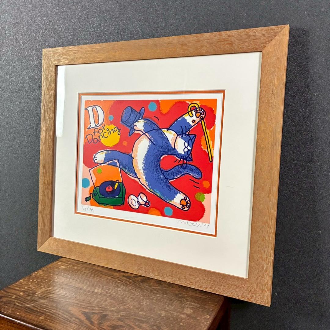 美品 マイケル・ルー「Dフォーダンシング」シルクスクリーン サイン入 猫 ネコ