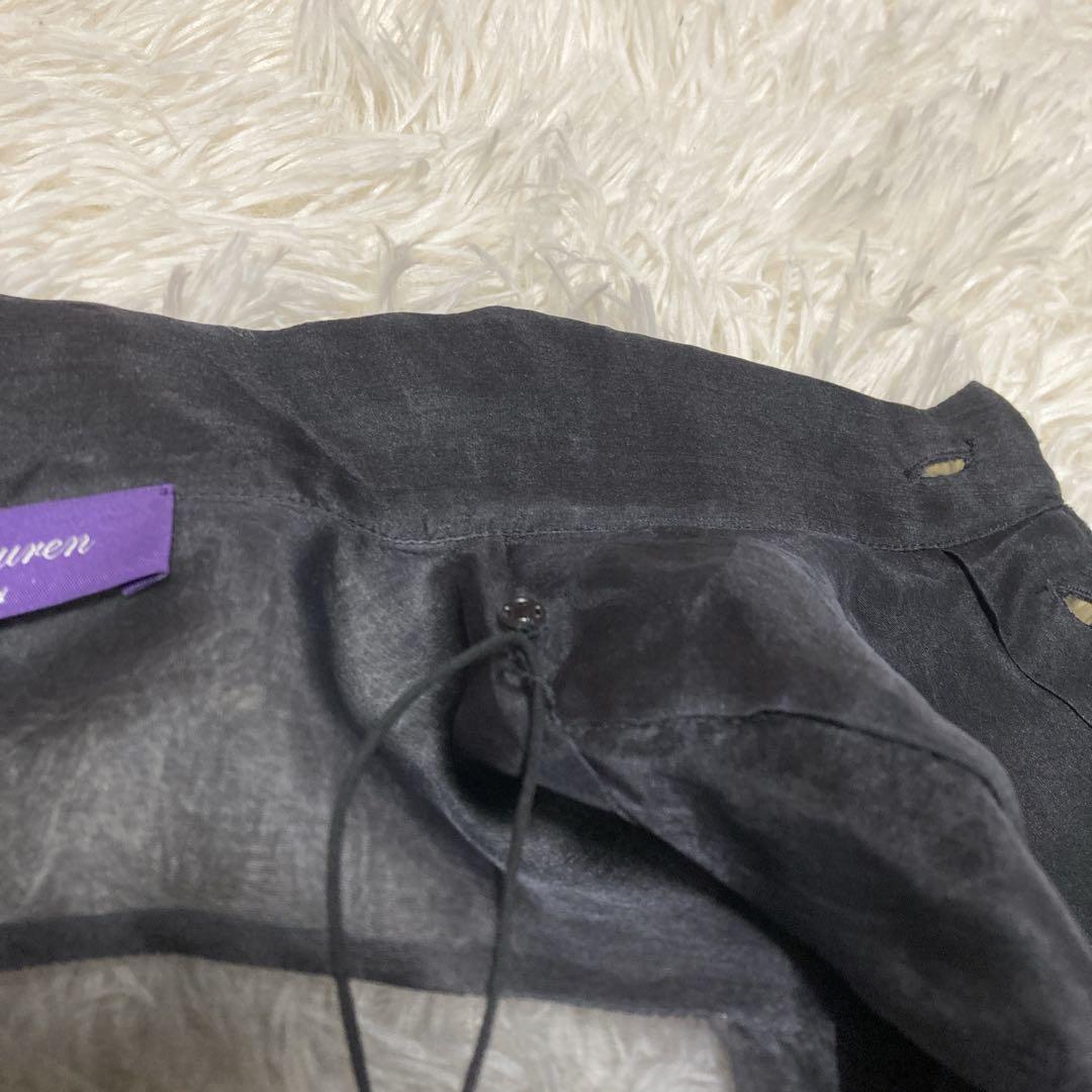 極美品✨現行ラルフローレン　パープルレーベル　シルク　ベロア　ブラウス　M 黒