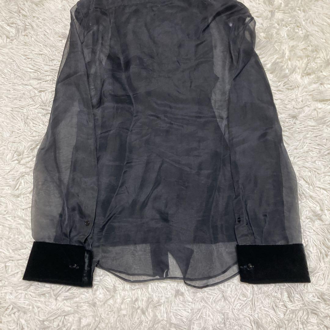 極美品✨現行ラルフローレン　パープルレーベル　シルク　ベロア　ブラウス　M 黒