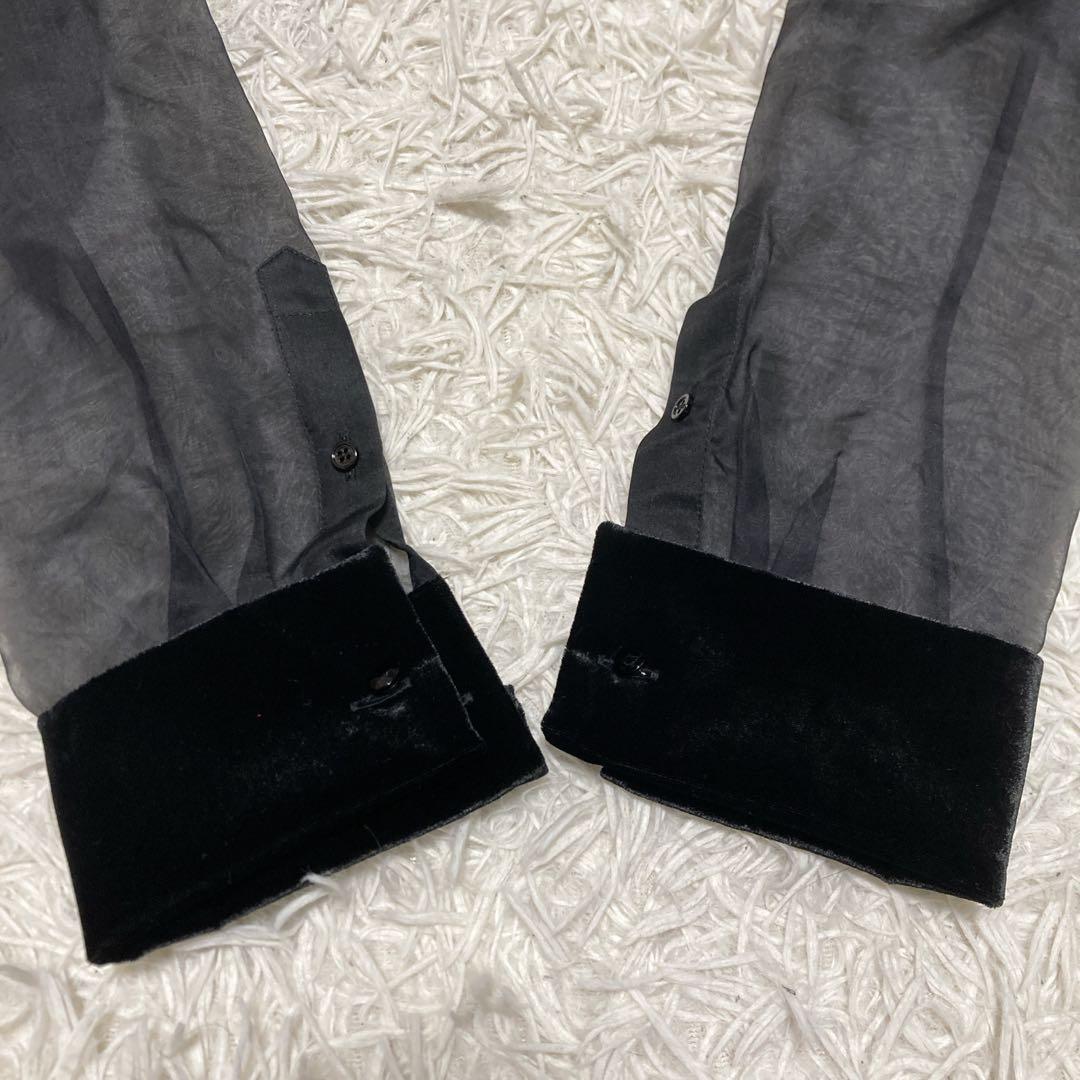 極美品✨現行ラルフローレン　パープルレーベル　シルク　ベロア　ブラウス　M 黒