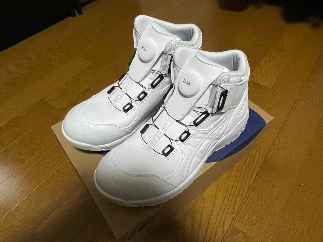asics オールホワイト BOAシステム ハイカット安全靴