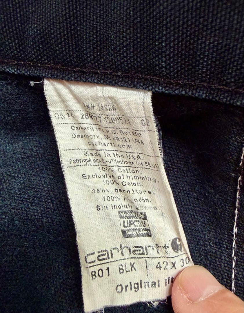 超スペシャル 42X30 W42 カーハート ダブルニー パンツ ブラック 黒