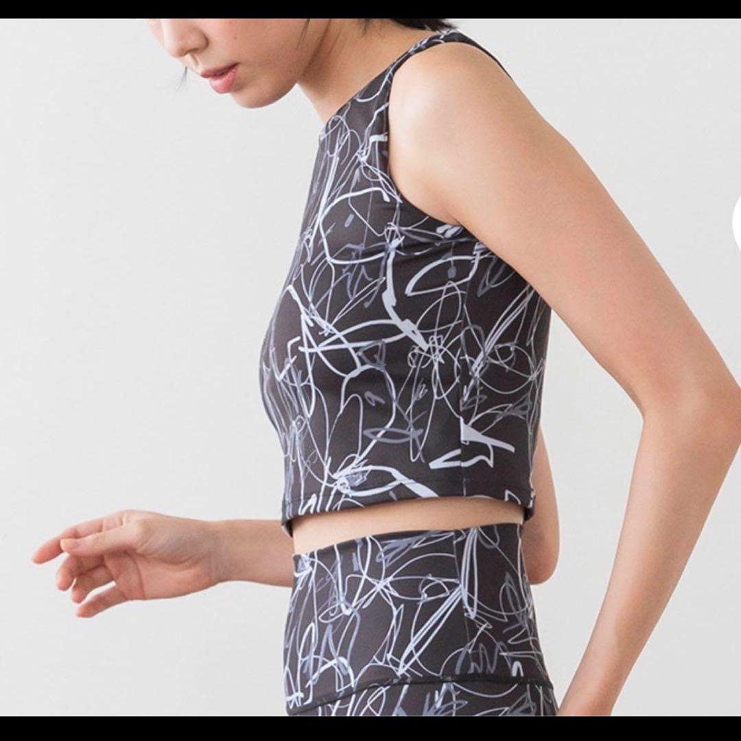 【即日発送】3点セット／リボンフラワープリントレギンス・ブラトップ・ヘアバンド