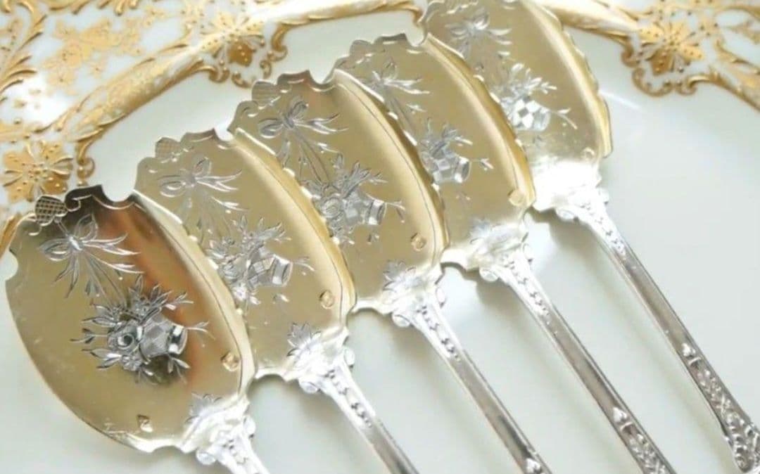 純銀 ② ソリッドシルバー アイスクリームスプーン スターリングシルバー