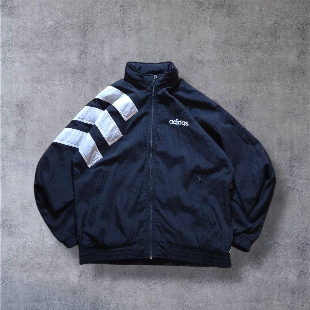 90sadidasアディダスナイロンジャケット銀タグ万国旗タグ刺繍