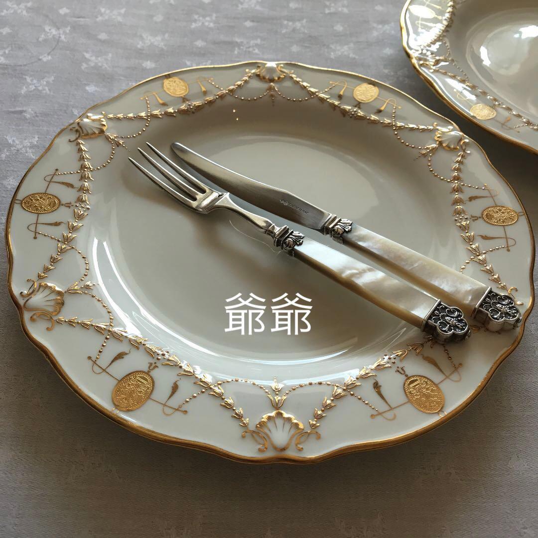 カルディヤック ルネサンス／ナイフ２本＋フォーク１本（純銀／エボニー／白蝶貝）