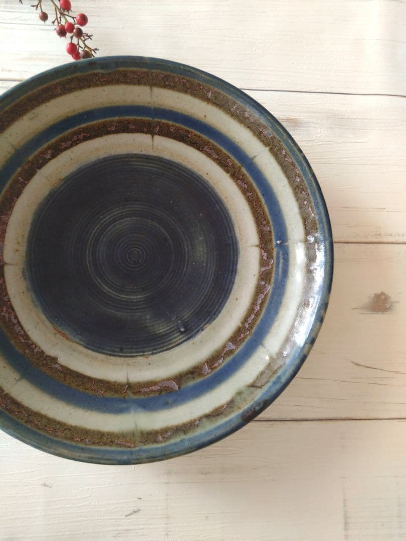 阿部祐工　民藝　櫛引刷毛目の大皿