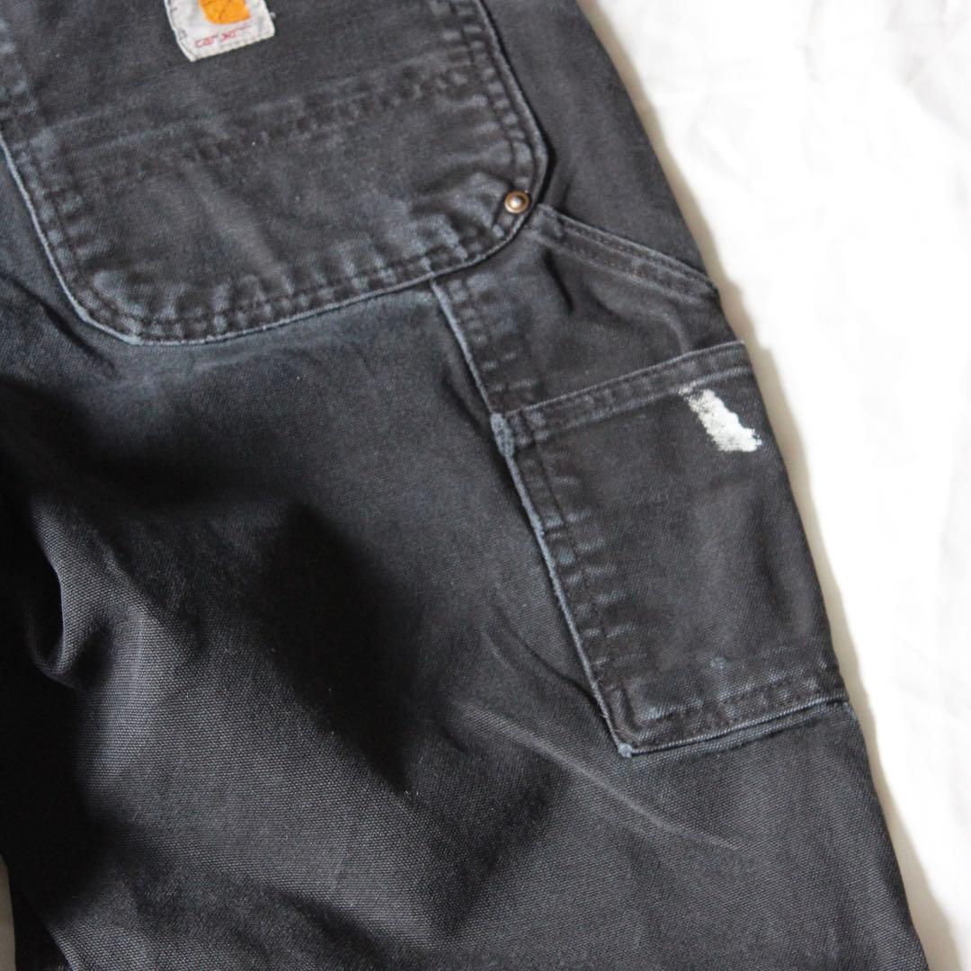 雰囲気◎ USA製 Carhartt ダブルニー ペインターパンツ BLK 黒