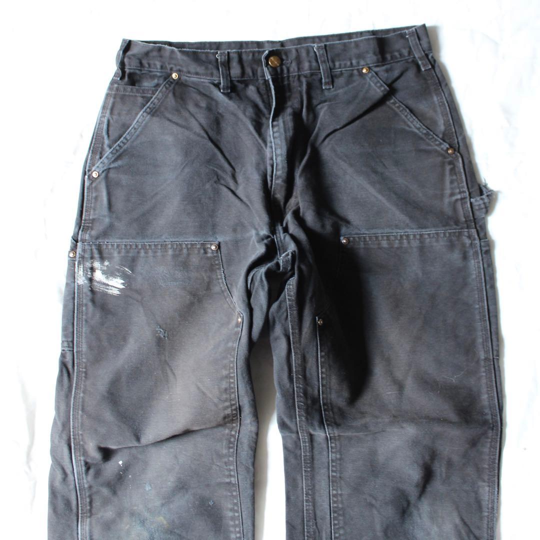 雰囲気◎ USA製 Carhartt ダブルニー ペインターパンツ BLK 黒