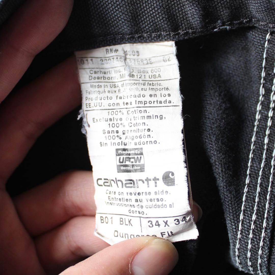 雰囲気◎ USA製 Carhartt ダブルニー ペインターパンツ BLK 黒