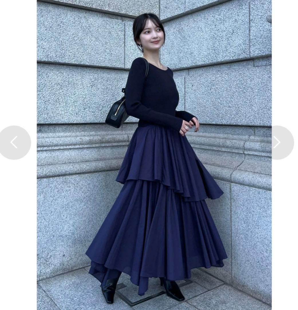 anuans ボートネックイレギュラーヘムドッキングニットワンピース⋈﻿