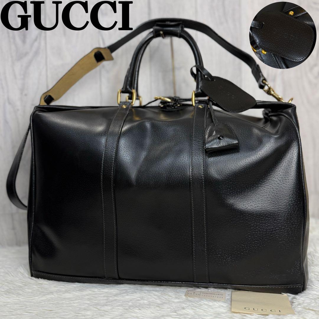 希少♡ヴィンテージ♡説明書付♡GUCCI グッチ ロゴ レザー ボストンバッグ