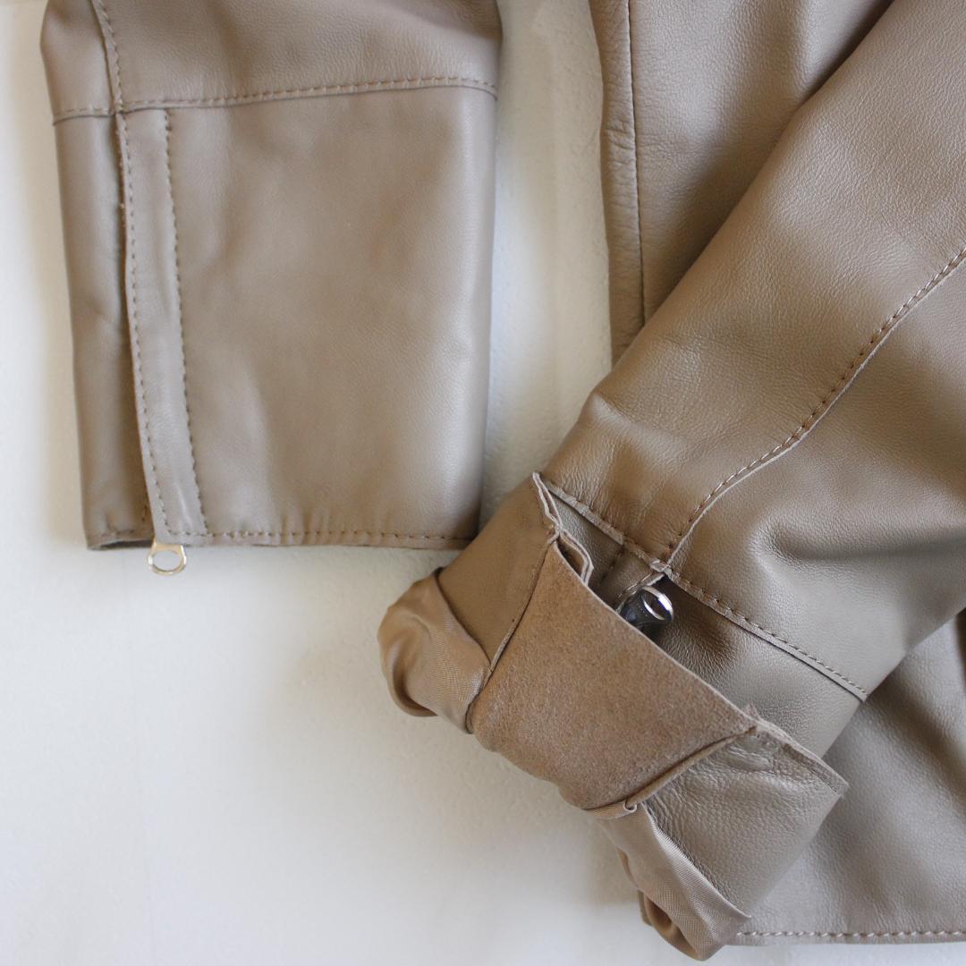 23区 ノーカラーラムレザージャケット Lサイズ ベージュ 羊革