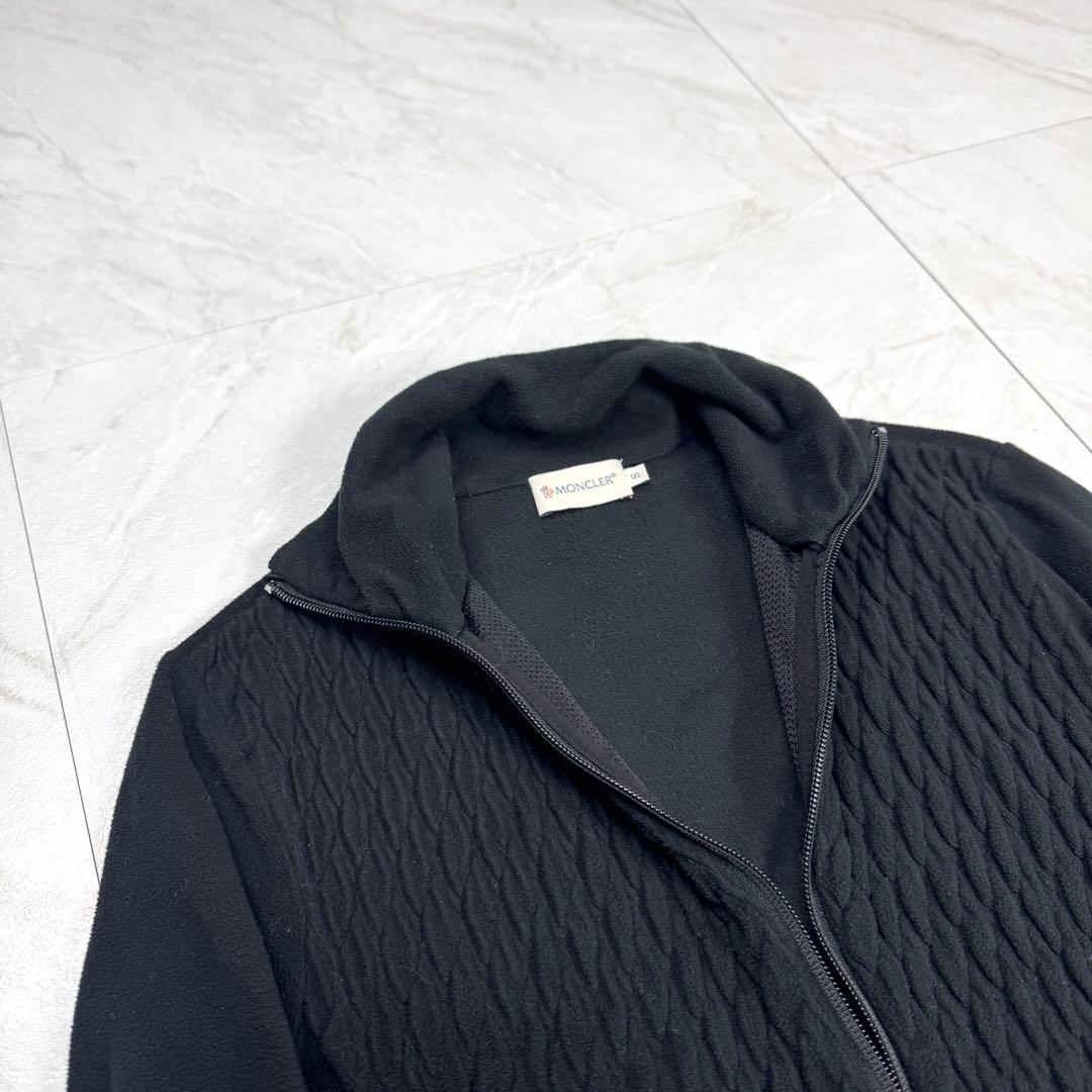 モンクレール ジップ フリース ニット ジャケット ワッペン ハイネック 黒 S