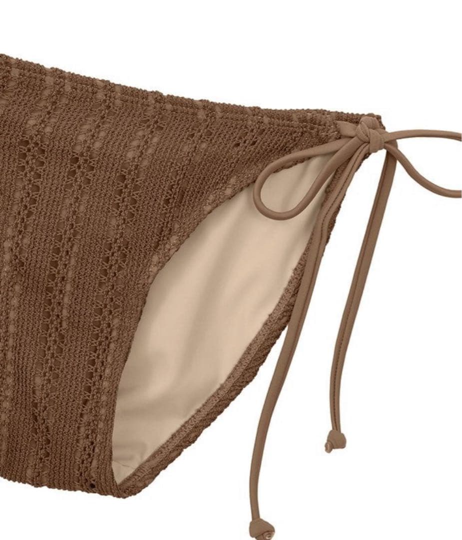 AIRSPACE ナチュラル美胸かぎ編みビキニ　3点セット　ココアブラウン