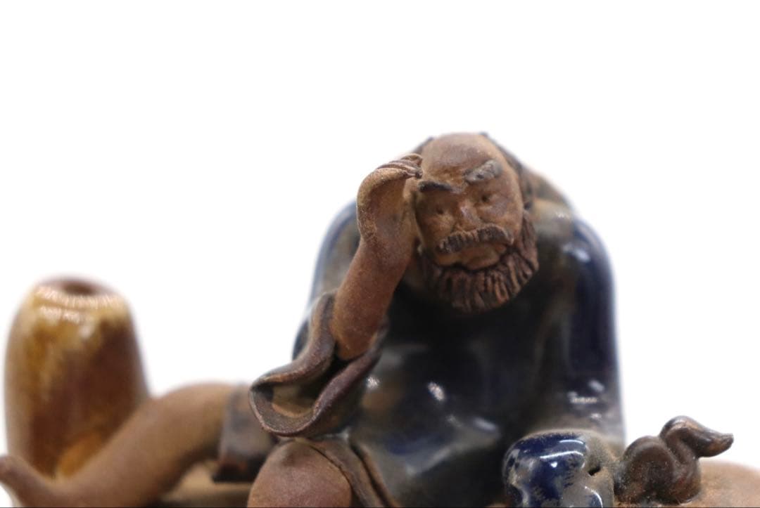 中国　石湾窯　瓢箪に乗っている人物　送料込み250326