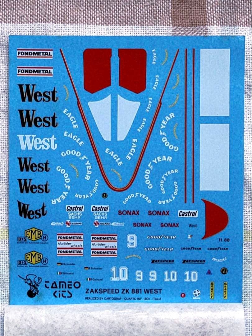 当時モノ タメオ 1/43 ザクスピード881 1988 モナコGP Tameo
