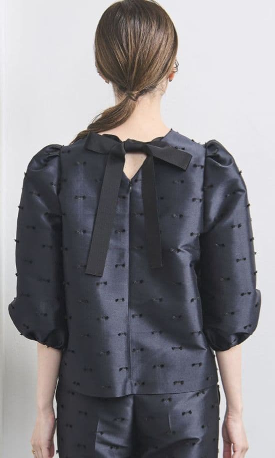 美品 UNITED ARROWS リボン カットジャガード ブラウス