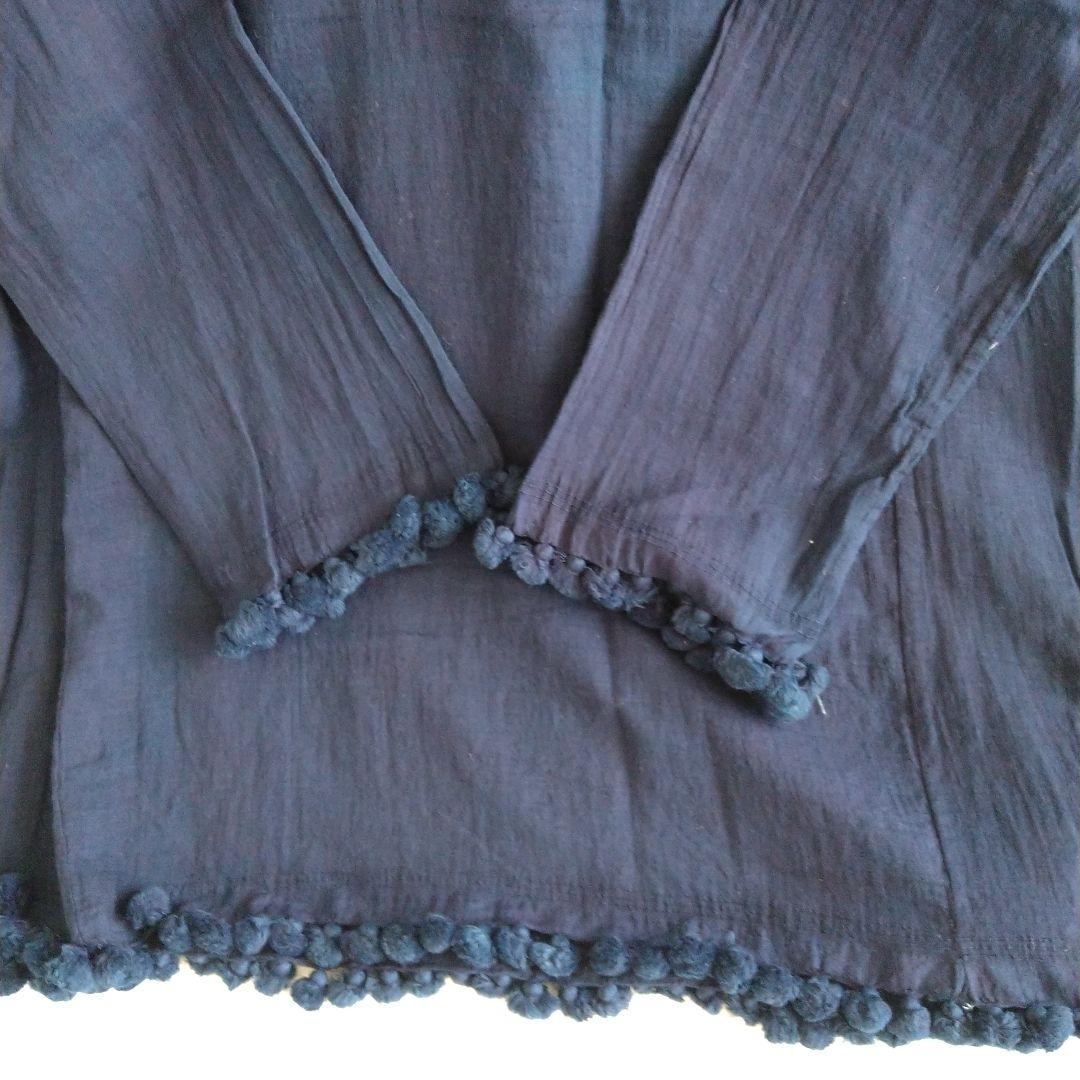 ◆美品◆ドーサDOSAインディゴ染めトップス　ポンポン付き