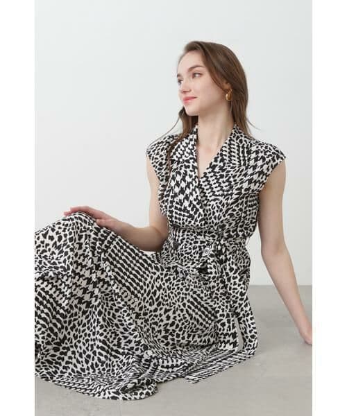 【美品】ハウンドトゥースプリントワンピース