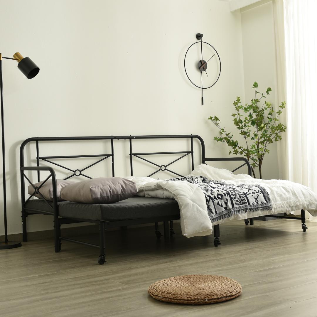 2COLOR選べ！伸長式デイベッド耐荷重250kg 2way ベッドフレーム