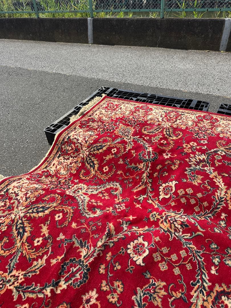 ⭐️【全国送料無料】アンティーク　ベルギー製　ラグ　絨毯　335cm 大判　輸入品