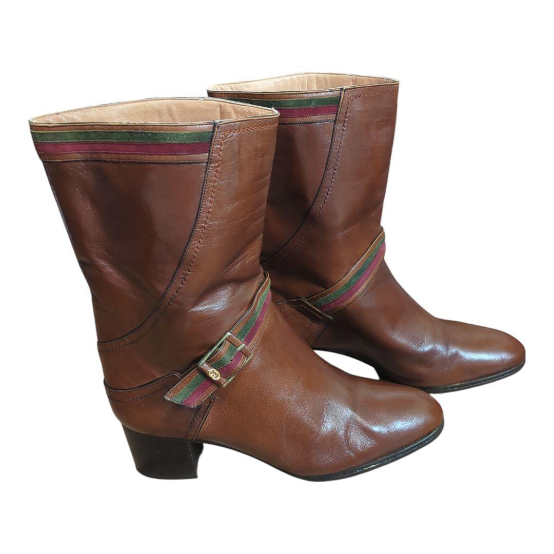 ​希少 GUCCI 本革ショートブーツ 37 4.5cmヒール 23.5cm