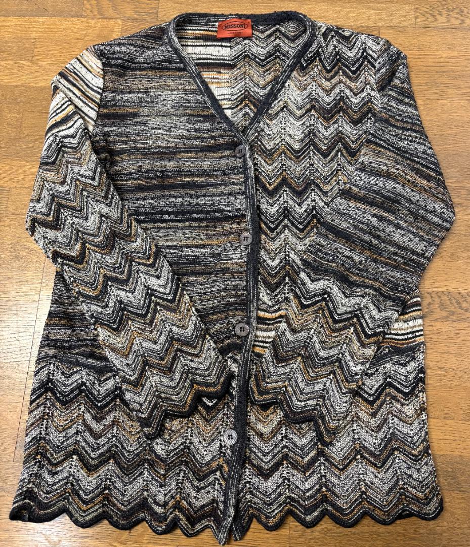 MISSONI ニットカーディガン ジグザグ柄 マルチカラー イタリア製