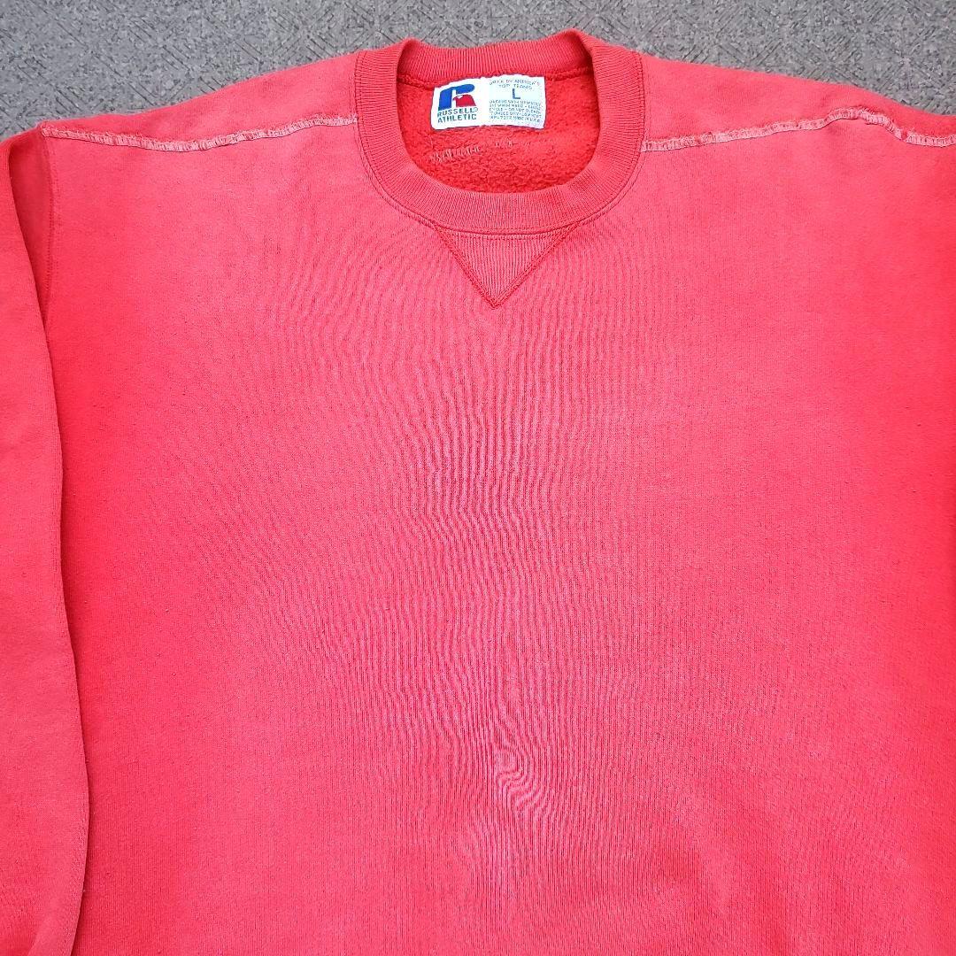 鬼フェード サーモンピンク USA製 Russell 前V スウェット 短丈 L