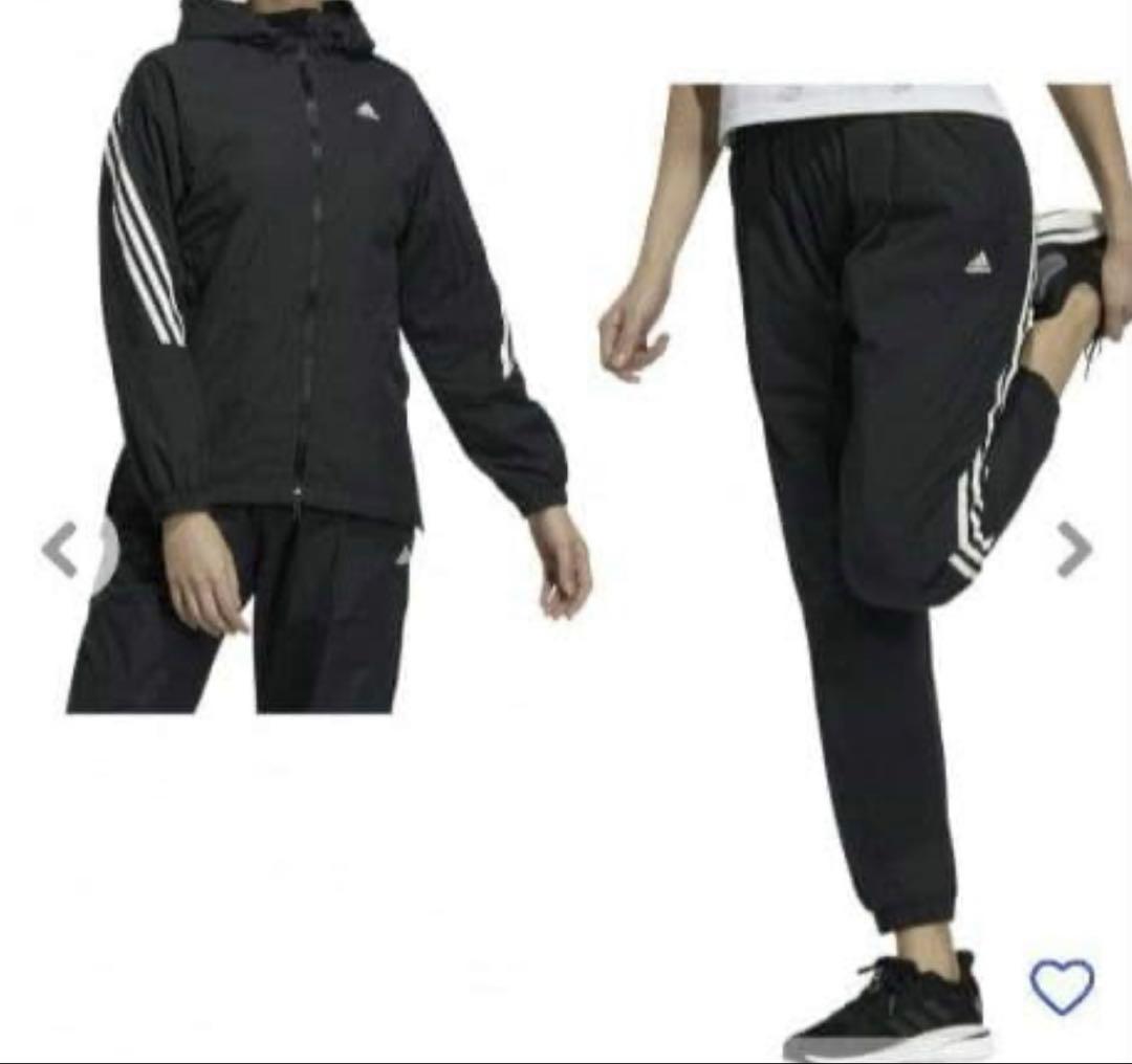 アディダス　裏起毛　ウインドブレーカー上下　ブラック　レディースL 新品未使用