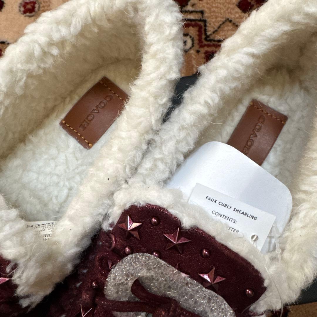 COACH バーガンディ スタッズ モカシン