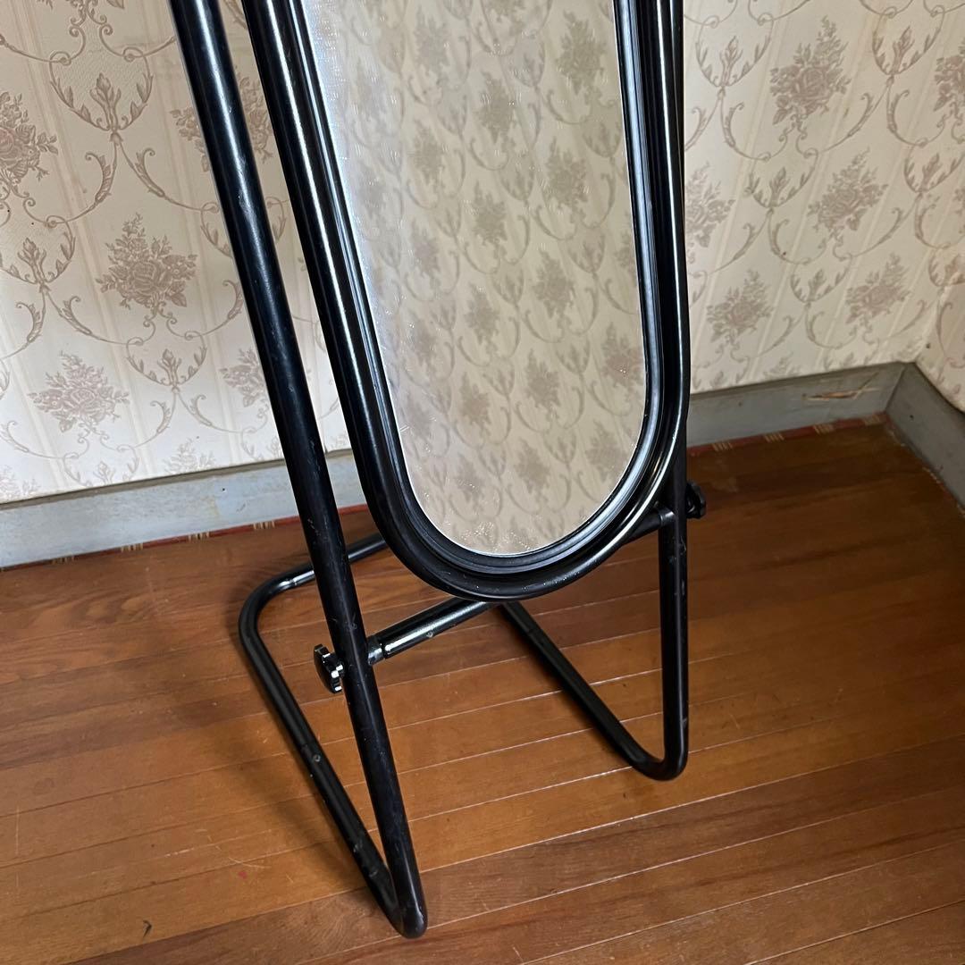 【アンティーク】昭和レトロ アイアンフレーム スタンドミラー 姿見 古道具