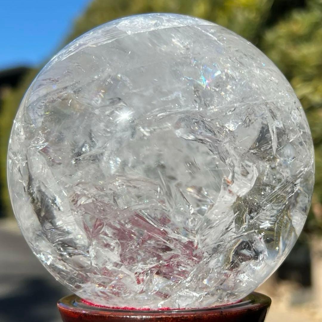 ✳️専用‼️✨超絶美麗の美しさ✨超美麗宝珠✨レインボー 水晶 丸玉 天然石 鑑別書付