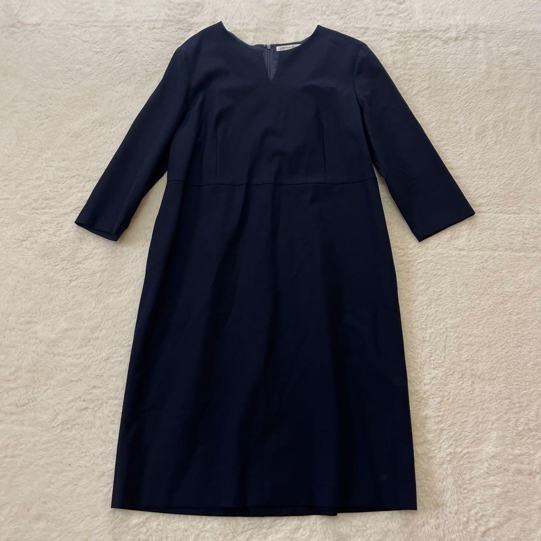 美品　23区 トリアセダブルジョーゼット ノーカラー ワンピーススーツ 大きい