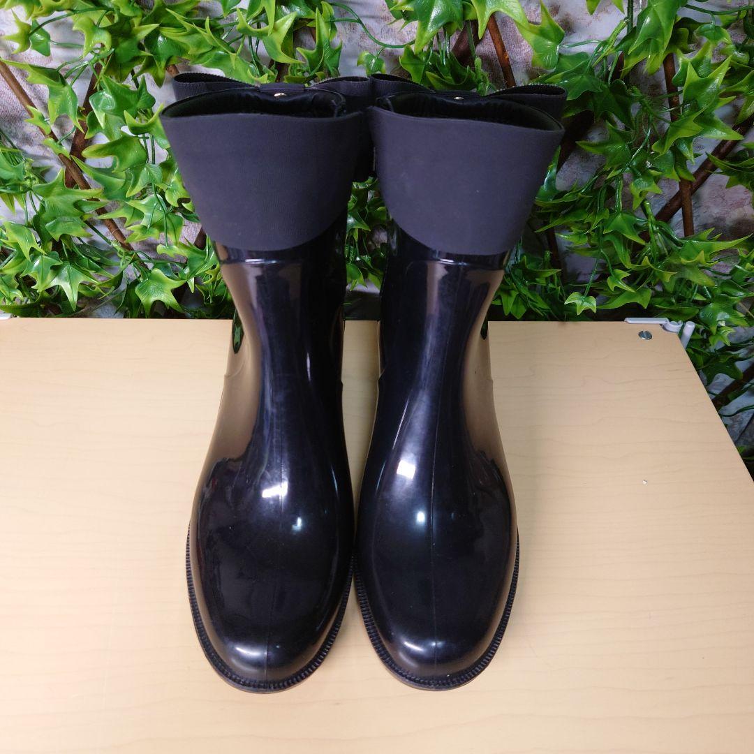 TOCCA レインブーツ バックリボン　ブラックLサイズ