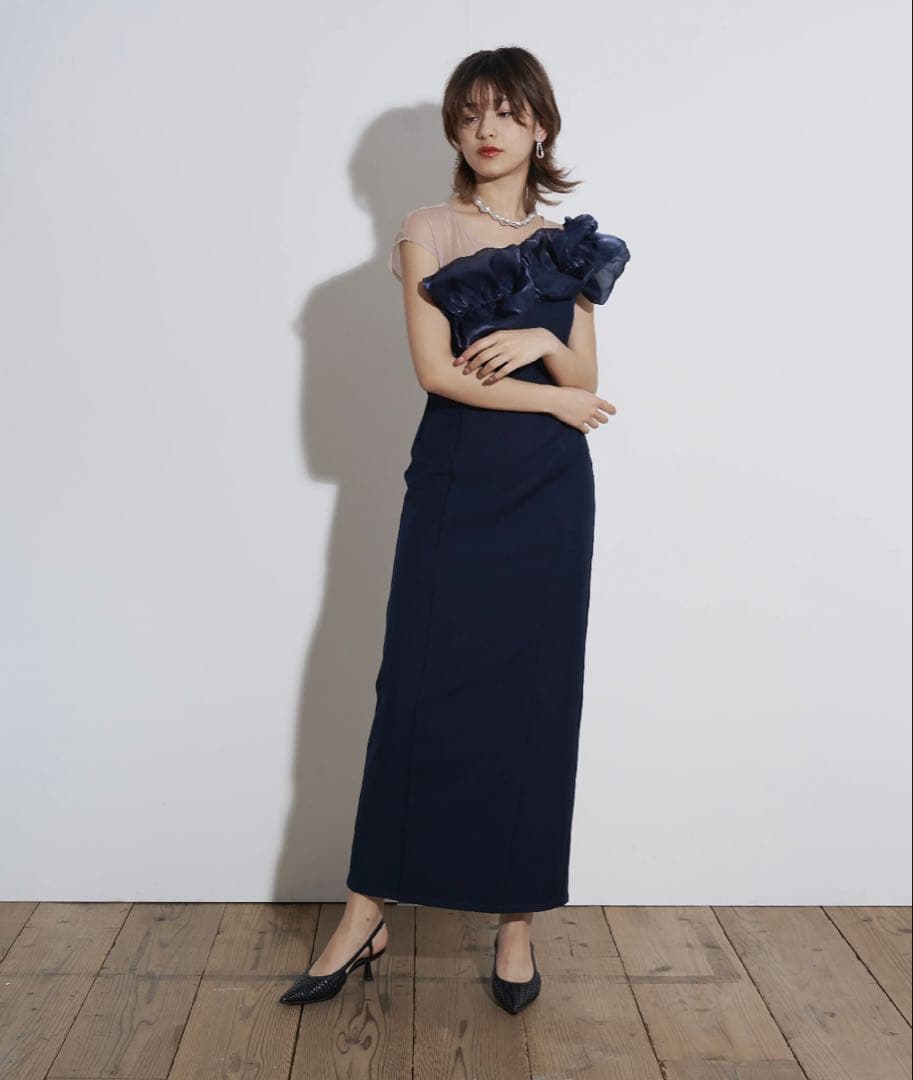 【My shawly】SHINY FRILL DRESS