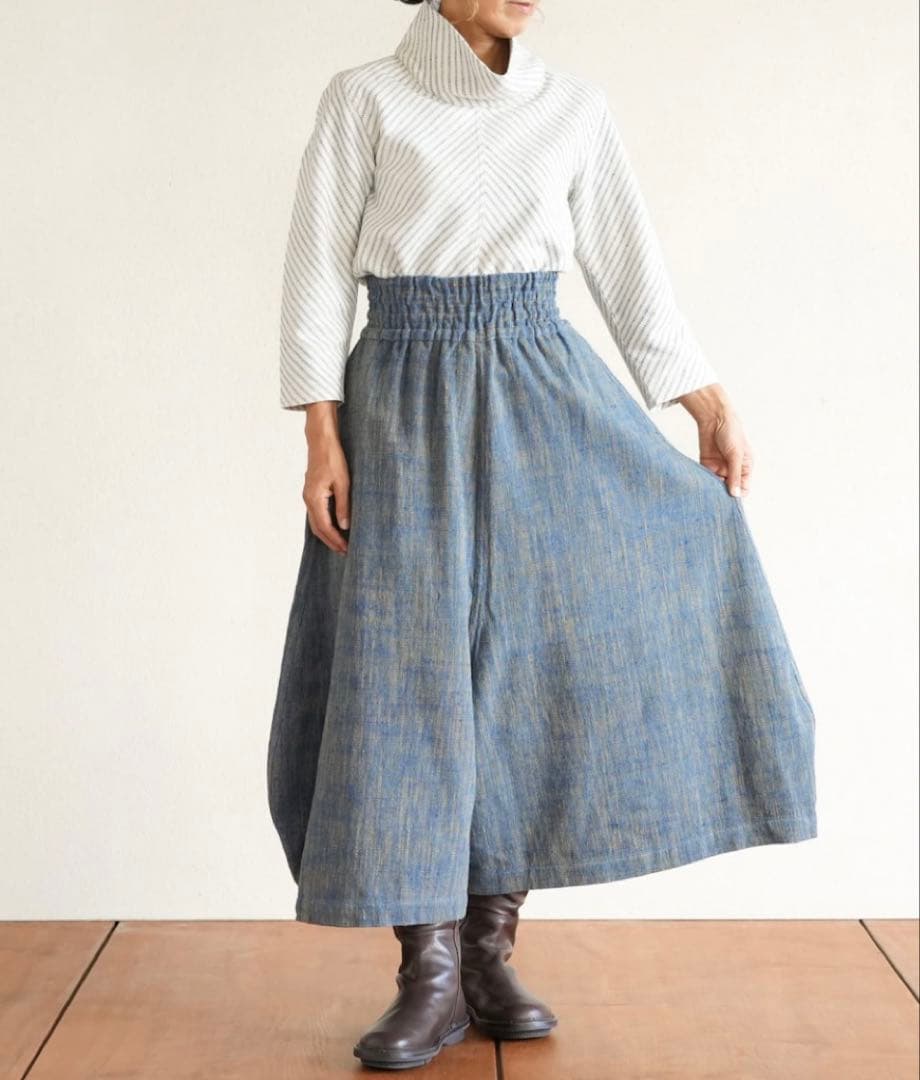 うさとの服  usaato ヘンプコットン 藍染め ピエロパンツ 美品