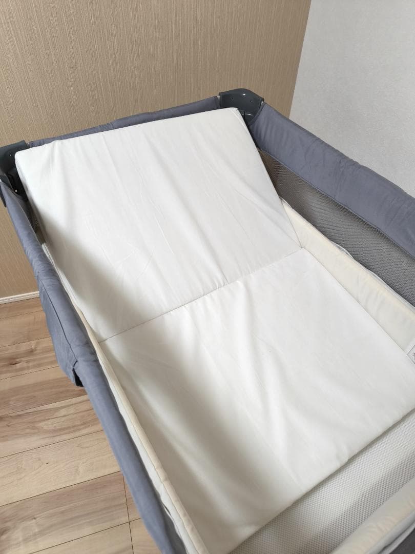 【美品】Aprica　ココネルエアーAB　グレーベア　ベビーベッドマット付き